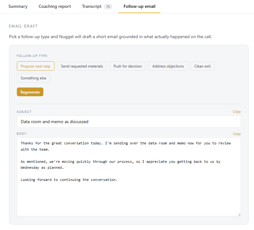 Follow-up email draft
